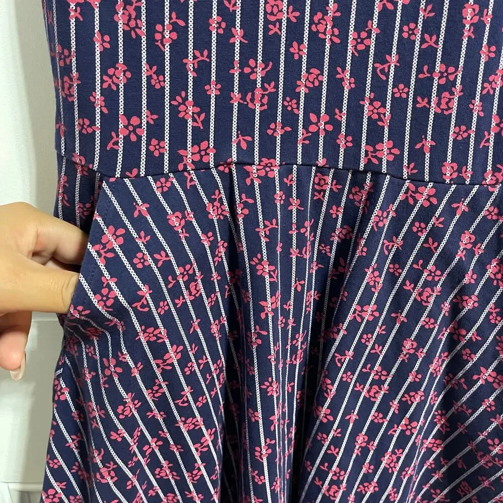 U.S Polo Assn. Striped Floral Fit & Flare Sleeveless Dress Women's Sz XS - Picture 6 of 10
